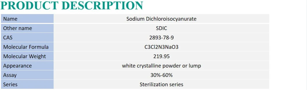 Factory Supply Swimming Pool Sterilization SDIC CAS 2893-78-9 Sodium Dichloroisocyanurate